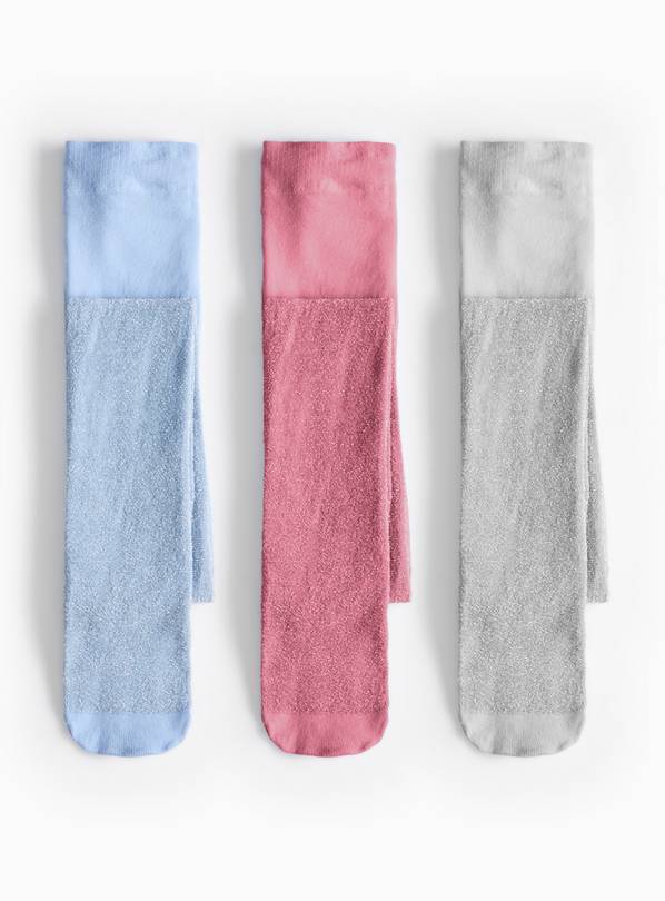 Opaque Pastel Glitter Tights 3 Pack 13-14 years